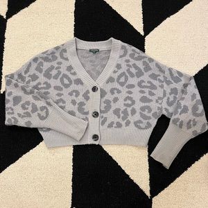 Leopard Print Cropped Cardigan